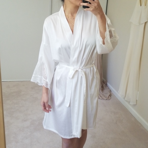 Other - Bridal Lace White Silky Robe